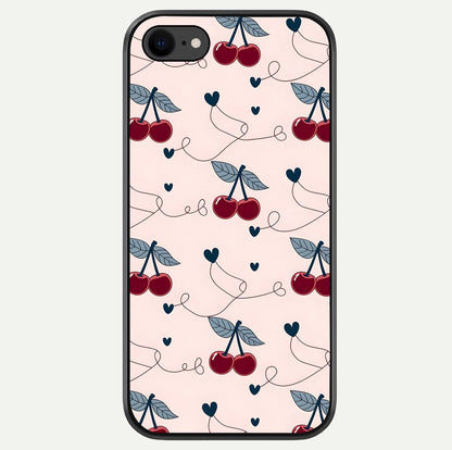 Cherry Heart Line Glass Case For iPhone 8 by Custom World