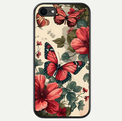 Crimson Butterfly Garden Glass Case For iPhone 8 by Custom World