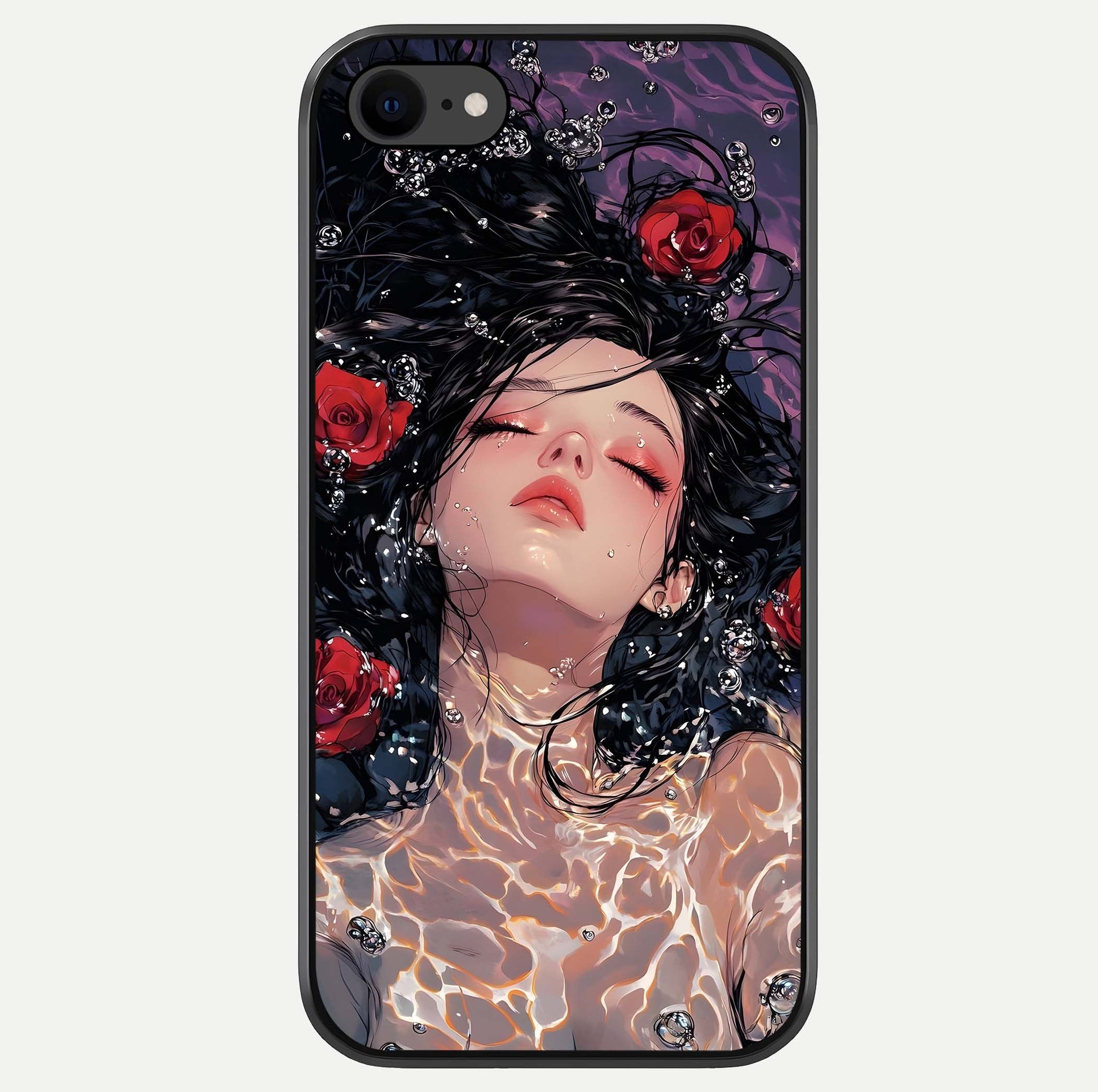 Crimson Rose Serenity Glass Case For iPhone 8 by Custom World
