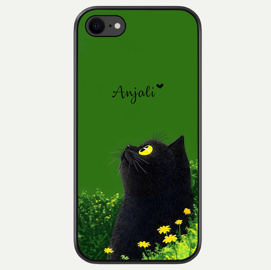 Emerald Cat Custom Name Glass Case For iPhone 8 by Custom World