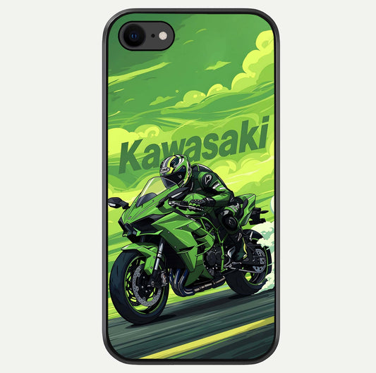 Green Kawasaki Glass Case For iPhone 8 by Custom World