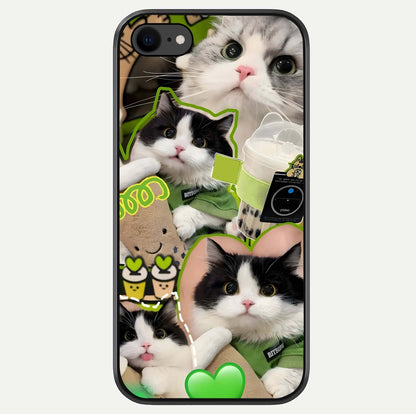 Matcha Cats Mood Glass Case For iPhone 8 by Custom World