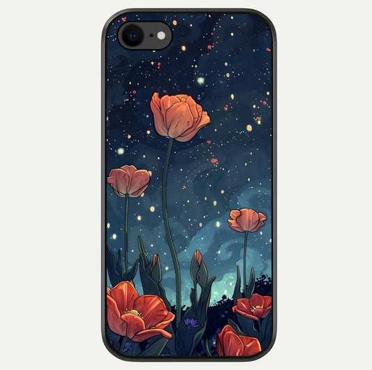 Midnight Tulip Glow Glass Case For iPhone 8 by Custom World