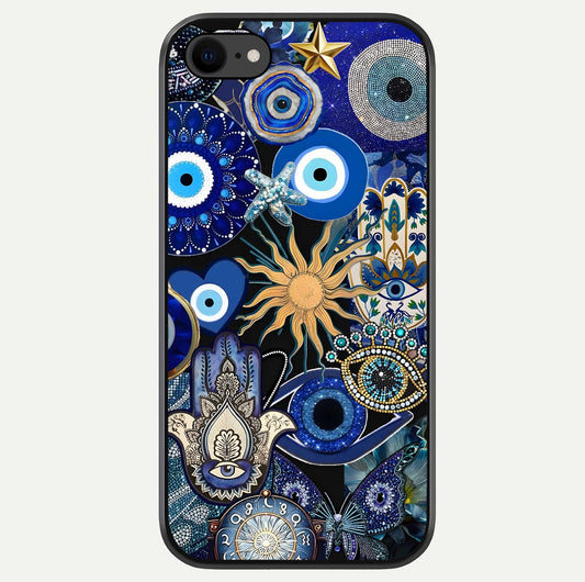 Mystic Blue Evil Eye Glass Case For iPhone 8 by Custom World