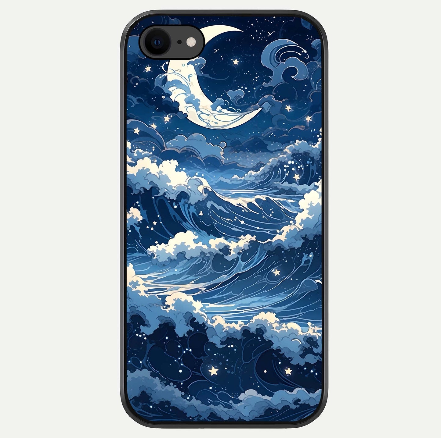 Ocean Moon Waves Glass Case For iPhone 8 by Custom World
