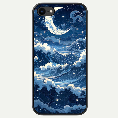 Ocean Moon Waves Glass Case For iPhone 8 by Custom World