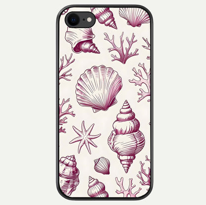 Pink Shells Outline Glass Case For iPhone 8 by Custom World