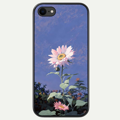 Pink Sunflower Glow Glass Case For iPhone 8 by Custom World