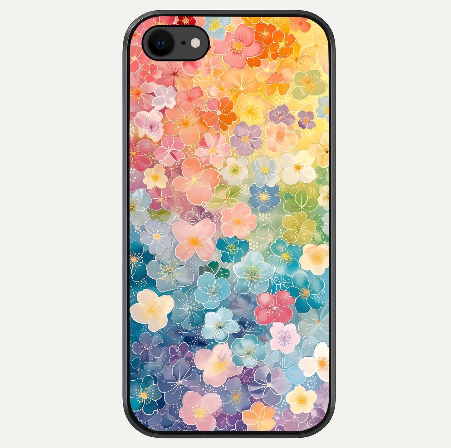 Rainbow Blossom Burst Glass Case For iPhone 8 by Custom World