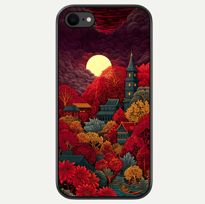 Scarlet Autumn Temple Glass Case For iPhone 8 by Custom World