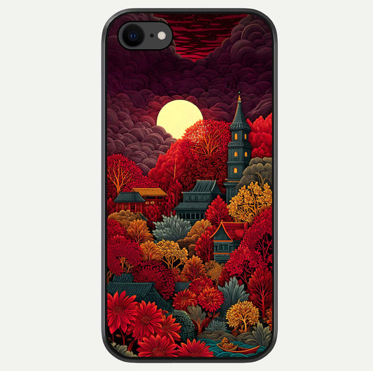 Scarlet Autumn Temple Glass Case For iPhone 8 by Custom World
