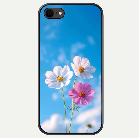 Triple Flowers With Sky Glass Case For iPhone 8 by Custom World