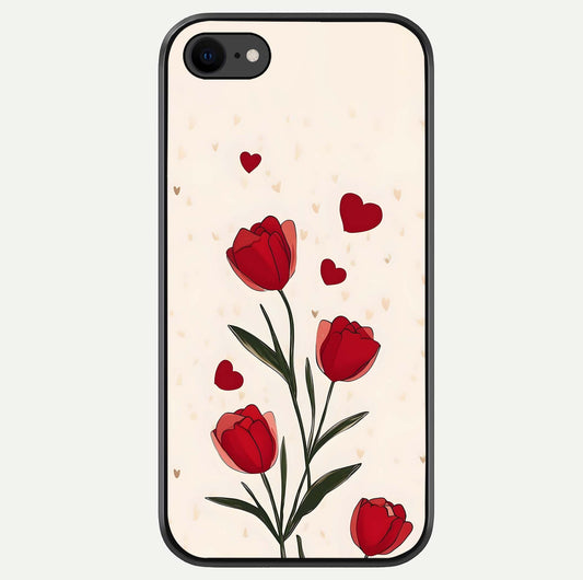 Tulip With Heart Glass Case For iPhone 8 by Custom World