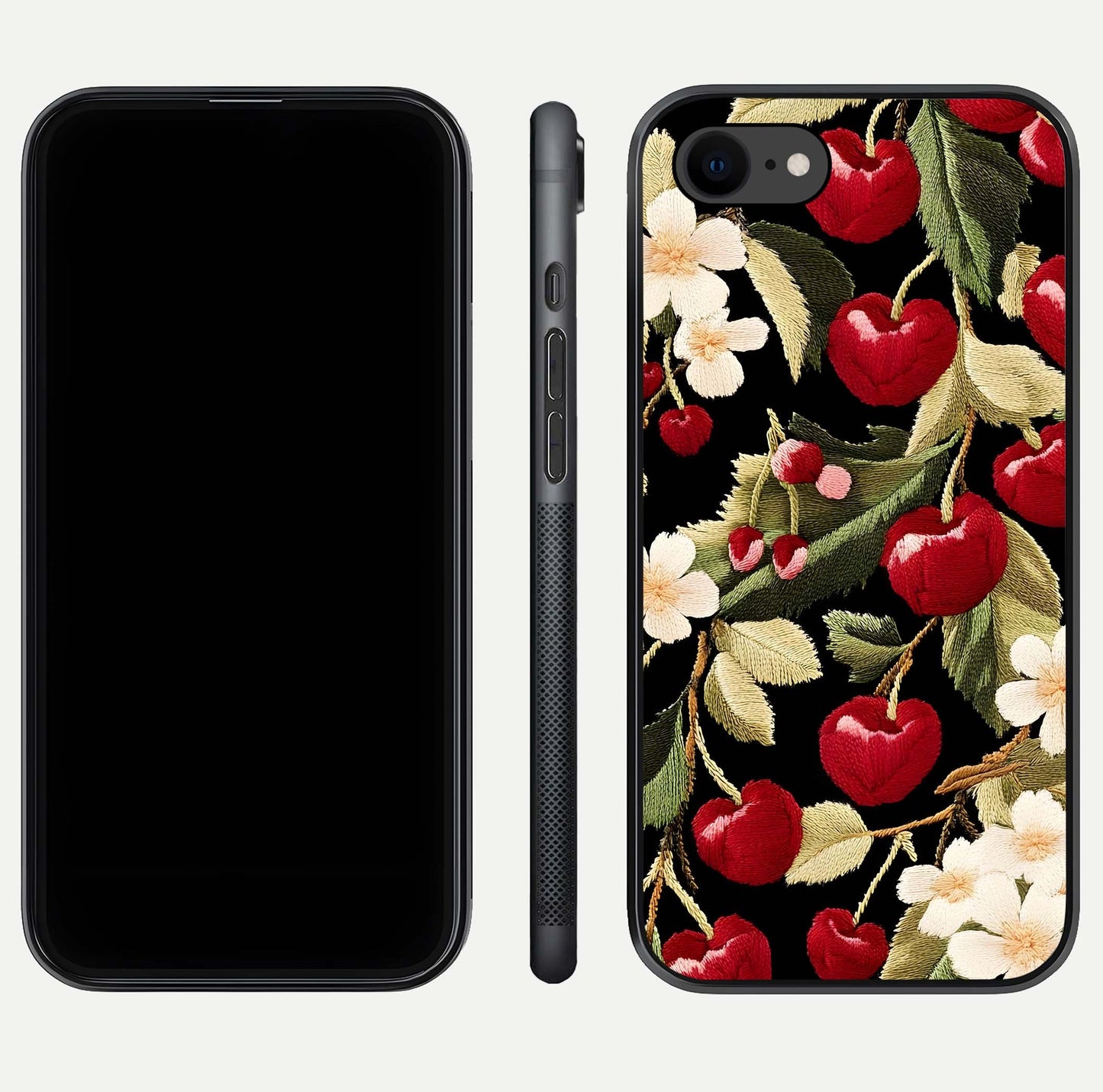 Bloom Thread Art Glass Case for iPhone 8 front-and-back layout showing smooth edges and high-clarity print