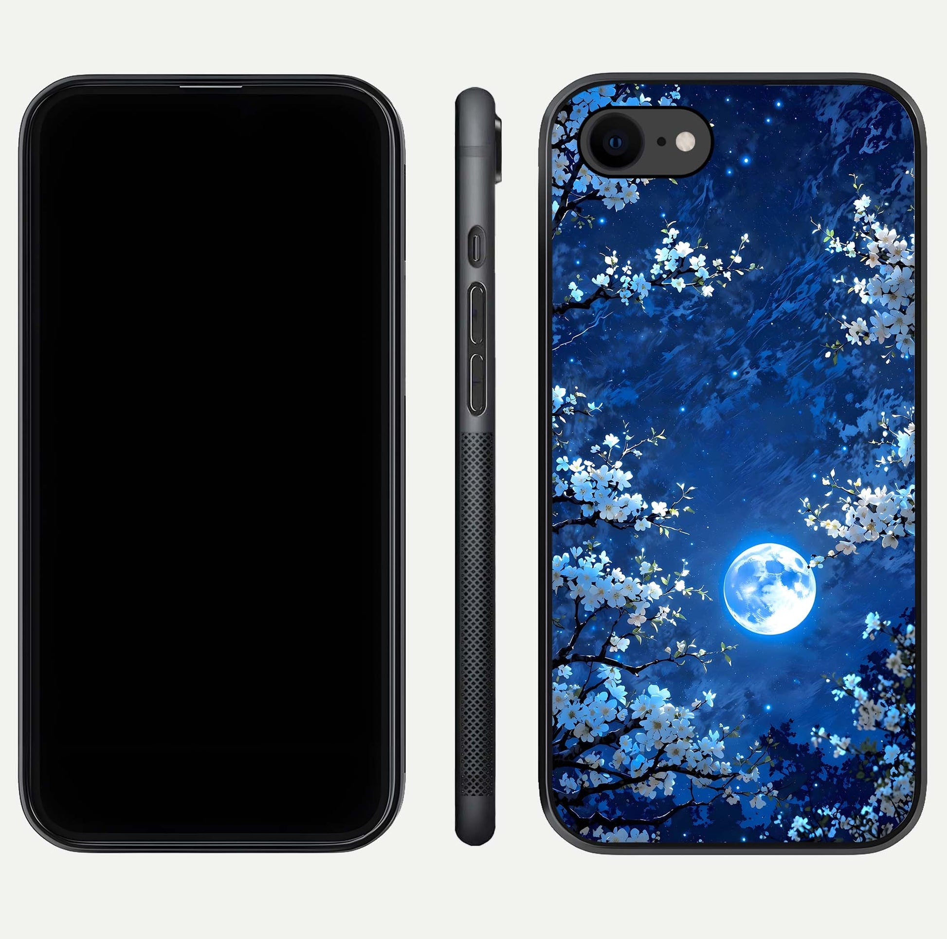 Blossom Moonlight Sky Glass Case for iPhone 8 dual-view layout highlighting sky gradient and floral composition