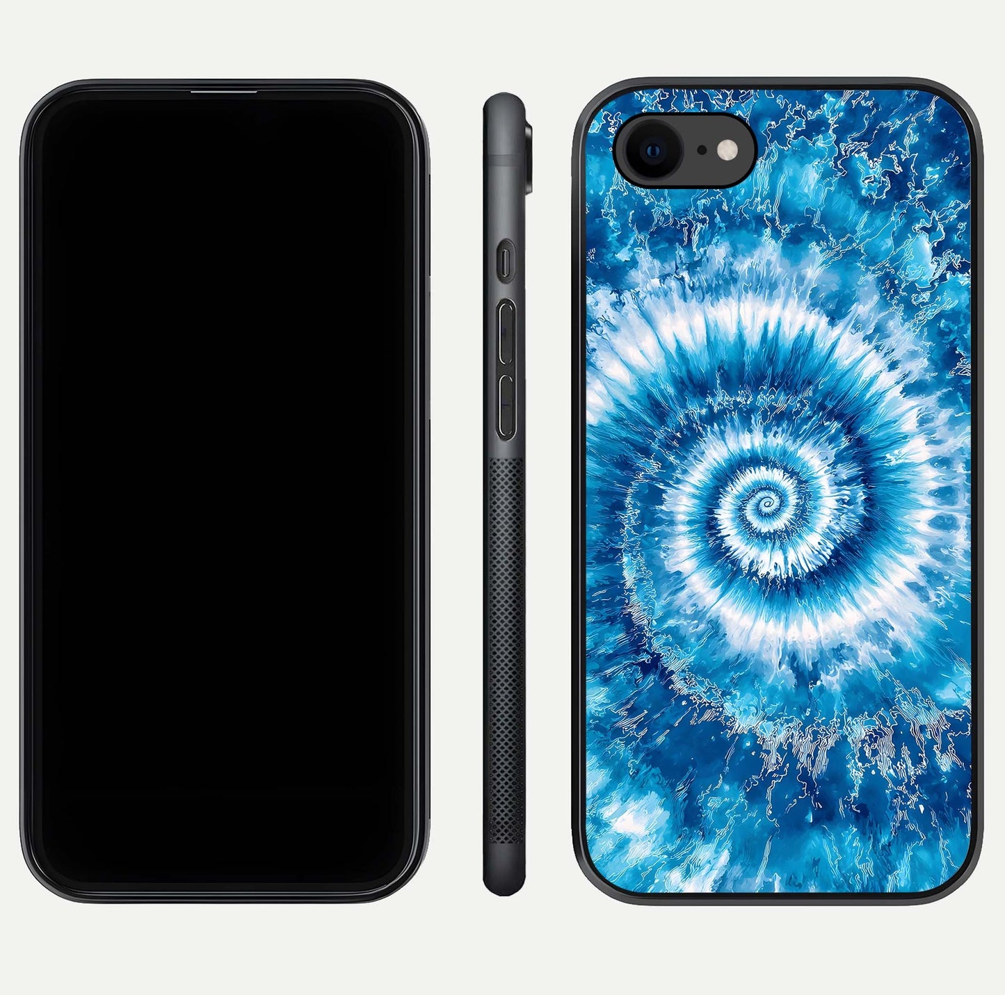 Blue Galaxy Wave Glass Case for iPhone 8 front-and-back layout showing gradient flow and shine clarity