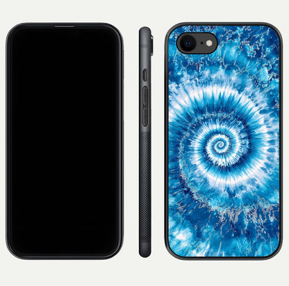 Blue Galaxy Wave Glass Case for iPhone 8 front-and-back layout showing gradient flow and shine clarity