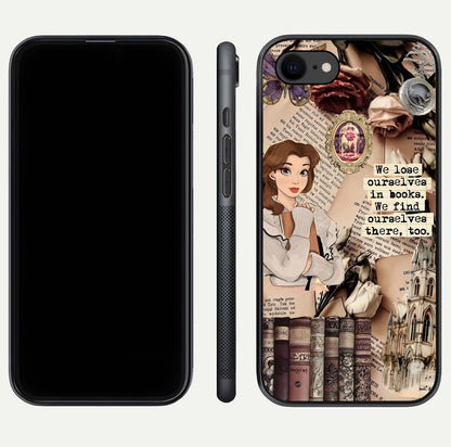 Bookish Dream World Glass Case for iPhone 8 dual-view layout displaying colorful fantasy print and edge finish