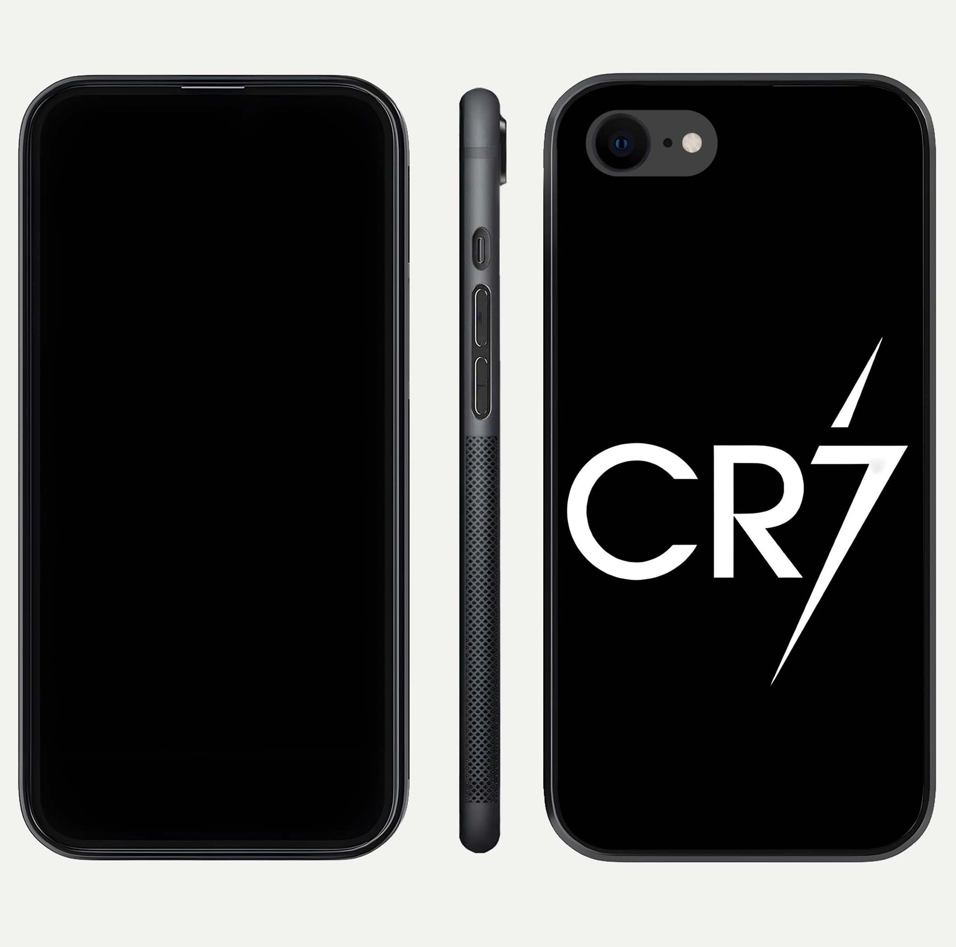 CR7 Elite Strike Glass Case for iPhone 8 dual-view layout showing sport tones and edge clarity