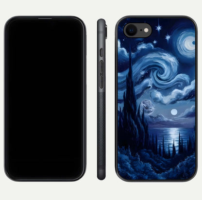 Celestial Dream Van Gogh Glass Case for iPhone 8 dual-view layout displaying art texture and glass polish