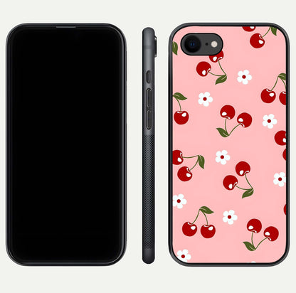 Cherry Love Mood Glass Case for iPhone 8 dual-view layout showing design alignment and curved edges