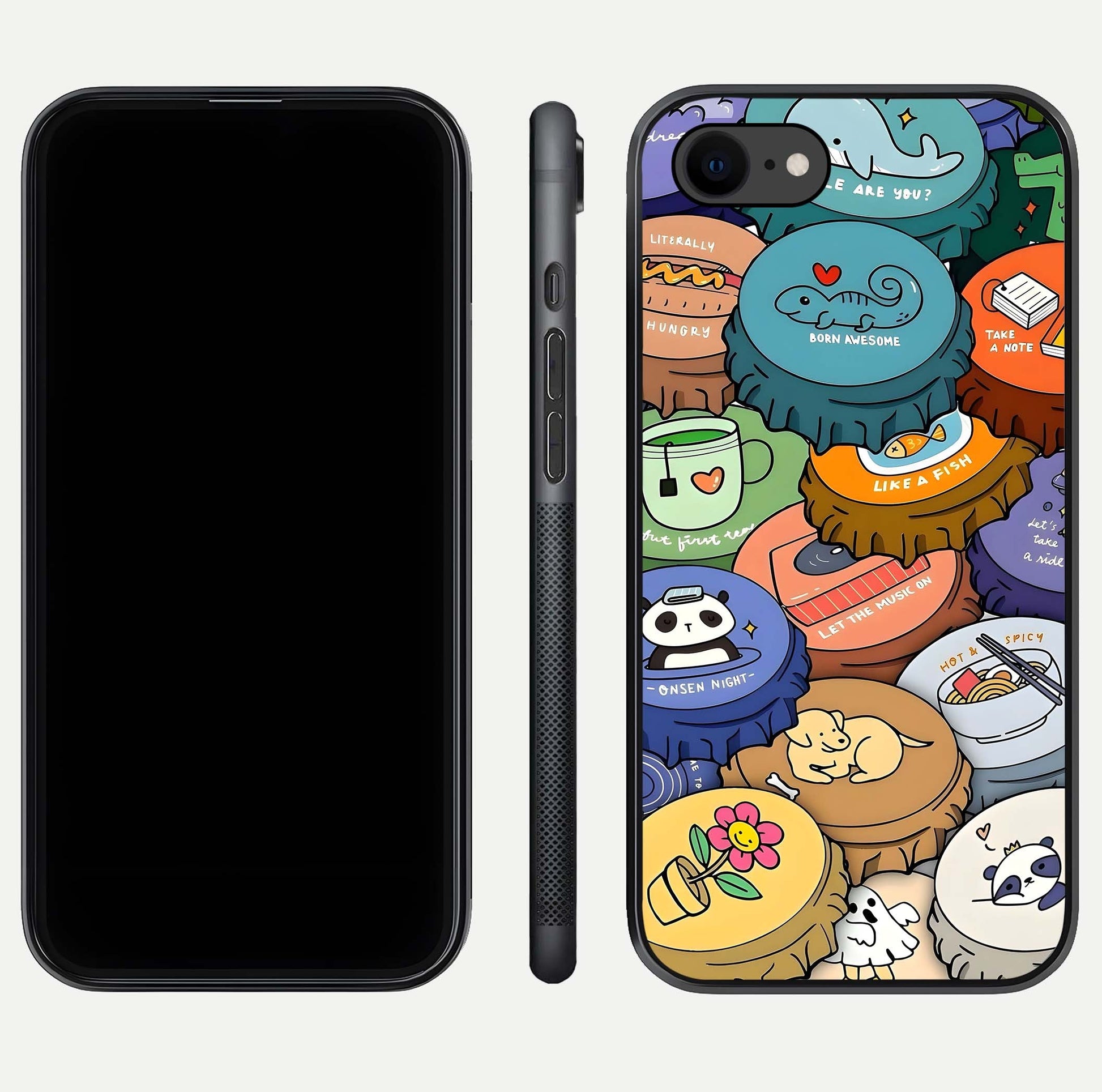 Coins Patterns Glass Case for iPhone 8 dual-view layout displaying elegant art and glass clarity