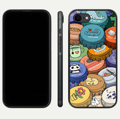 Coins Patterns Glass Case for iPhone 8 dual-view layout displaying elegant art and glass clarity