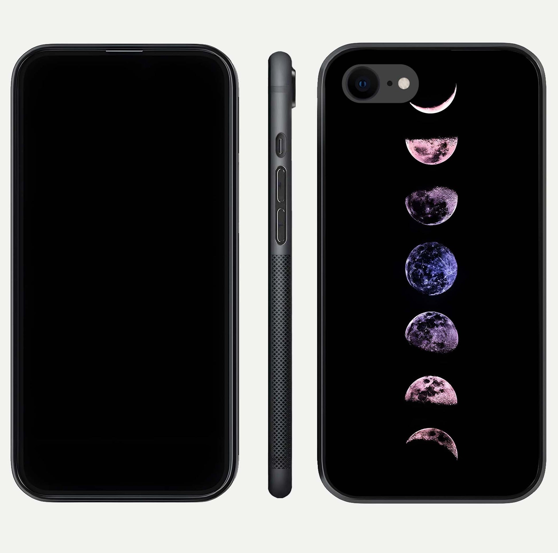Crimson All Planets Glass Case for iPhone 8 dual-view layout displaying crimson tones and curved edges