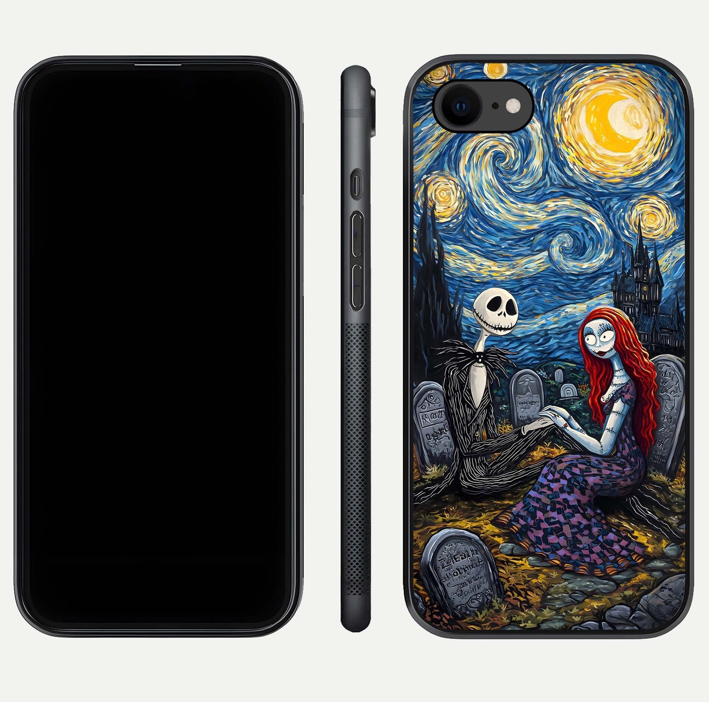 Eternal Night Love Glass Case for iPhone 8 dual-view layout displaying HD art and curved polish