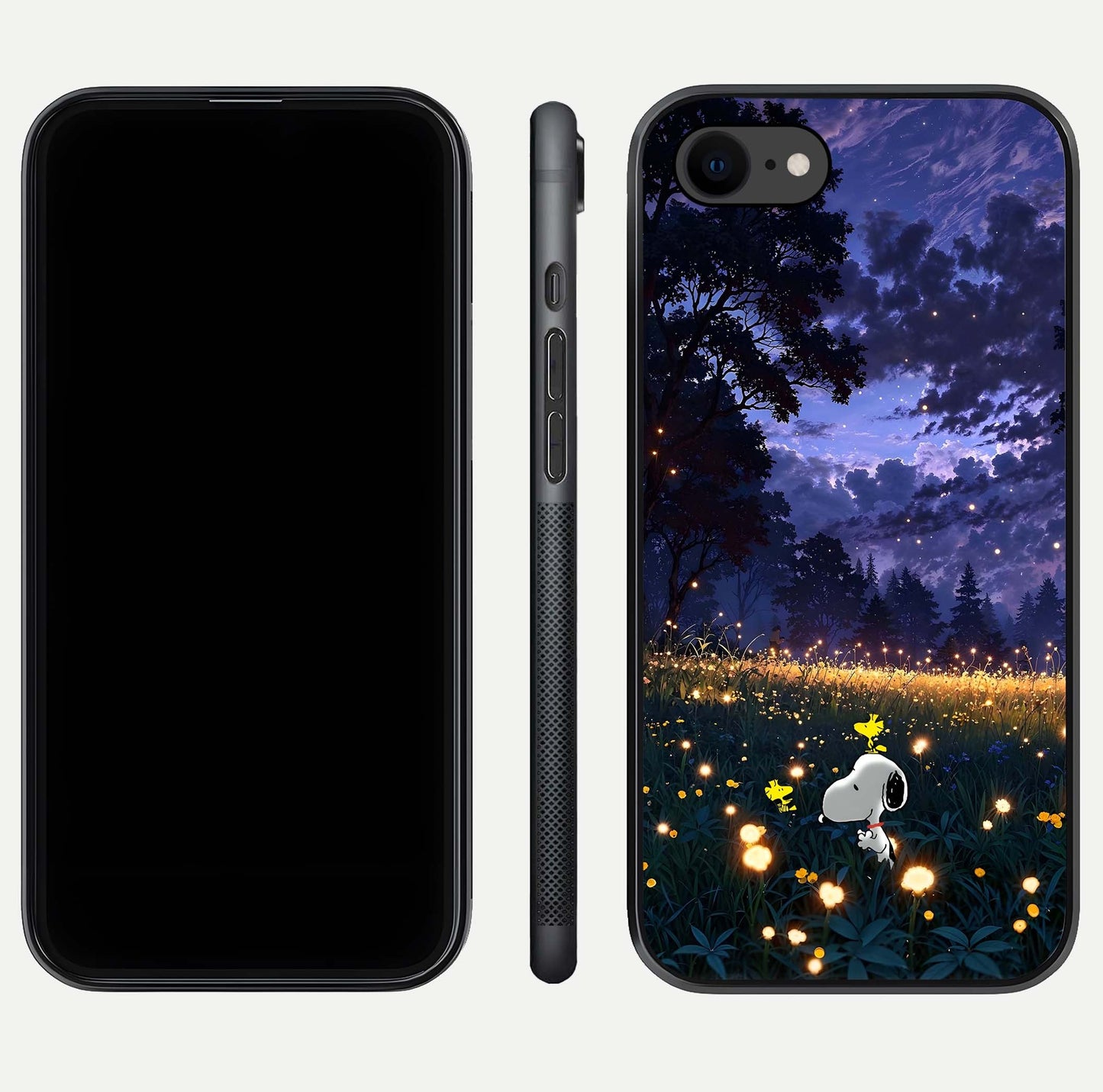 Firefly Meadow Magic Glass Case for iPhone 8 dual-view layout displaying enchanting tones and curved edges