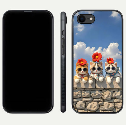 Floral Kitty Squad Glass Case for iPhone 8 dual-view layout displaying vibrant tones and smooth edges
