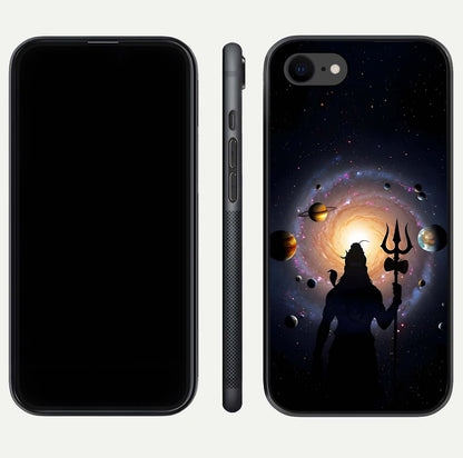 Galactic Shiva Vision Glass Case for iPhone 8 front and back view layout showing celestial background and polished curved glass