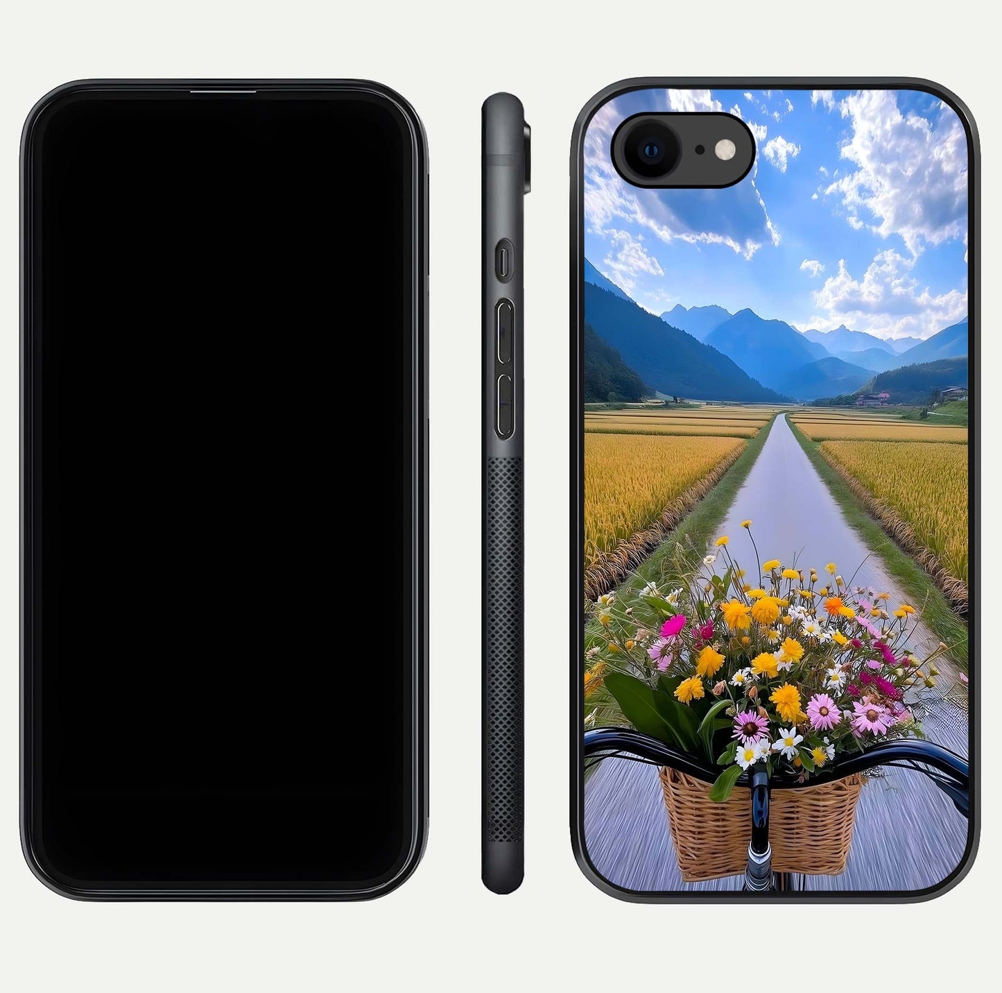 Golden Field Journey Glass Case for iPhone 8 front and back view layout highlighting natural gradient and smooth glass finish