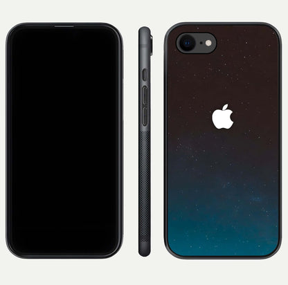 Green Emerald Apple Logo Glass Case for iPhone 8 front and back view layout highlighting vibrant tones and curved glass