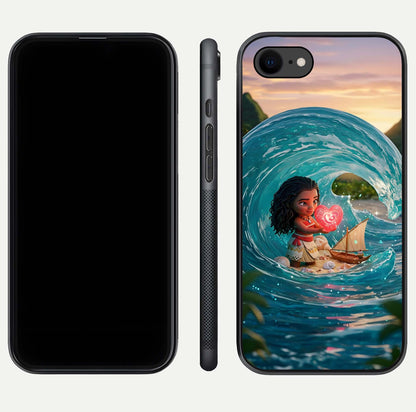 Heart of Ocean Glass Case for iPhone 8 front and back view layout highlighting sea-themed art and curved glass edges