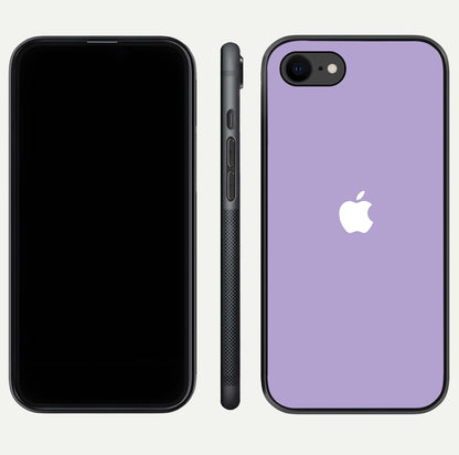 Lavender Soft Minimal Glass Case for iPhone 8 front and back view layout highlighting soft hue and curved edges