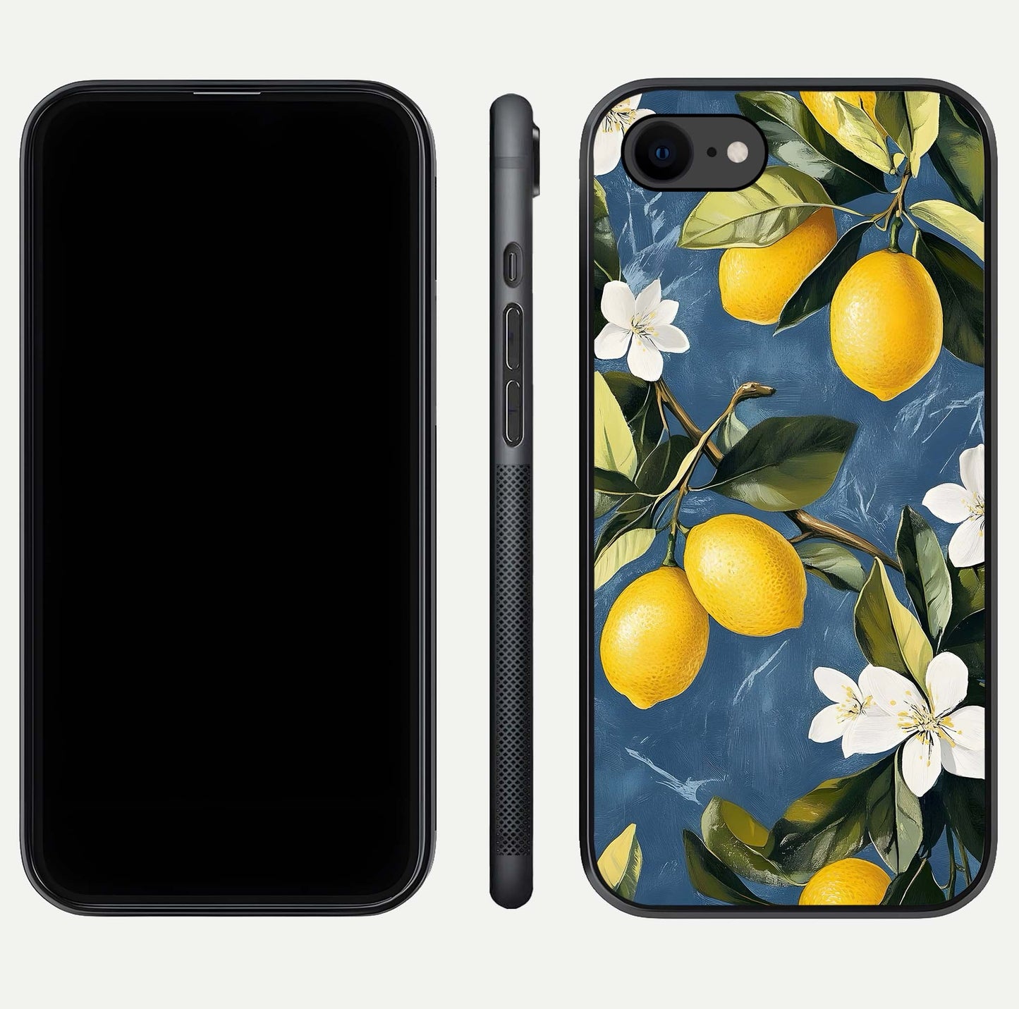Lemon Dream Garden Glass Case for iPhone 8 front and back view layout highlighting garden tones and edges