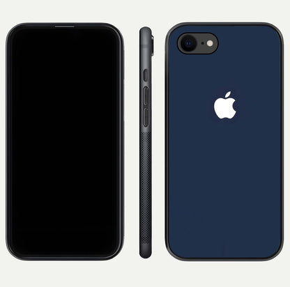 Minimal Apple Night Glass Case for iPhone 8 front & back layout highlighting simplicity and edge curve
