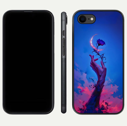 Mystic Hand Glass Case for iPhone 8 front & back layout highlighting mystic design and smooth edges