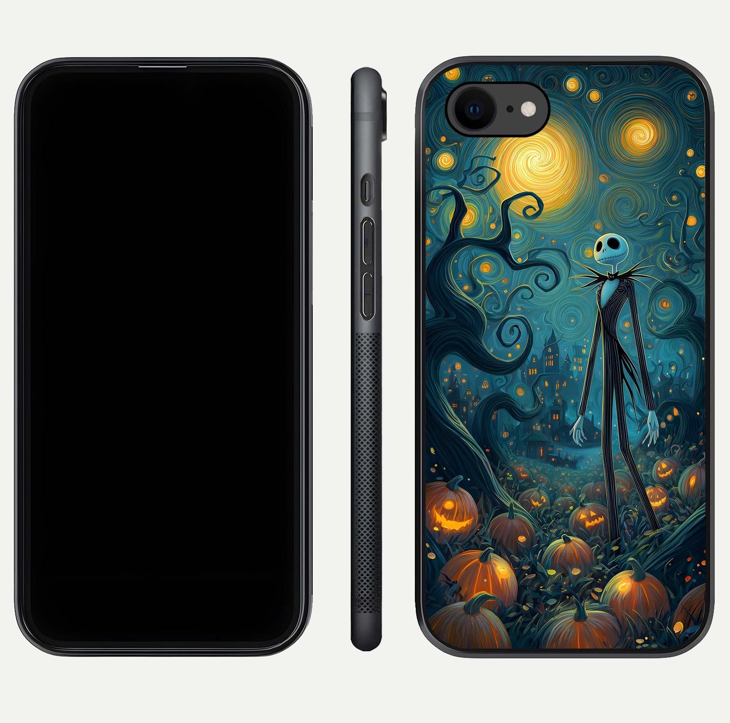 Pumpkin Moonlight Tale Glass Case for iPhone 8 front & back layout showing festive orange tone and edges