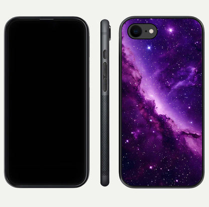 Purple Shade Sky Glass Case for iPhone 8 front & back layout showing HD tones and clean glass edges
