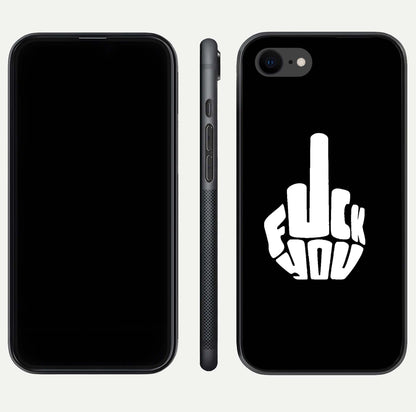 Rebel Mode On Glass Case for iPhone 8 front & back layout showing minimal tone and clean edge fit