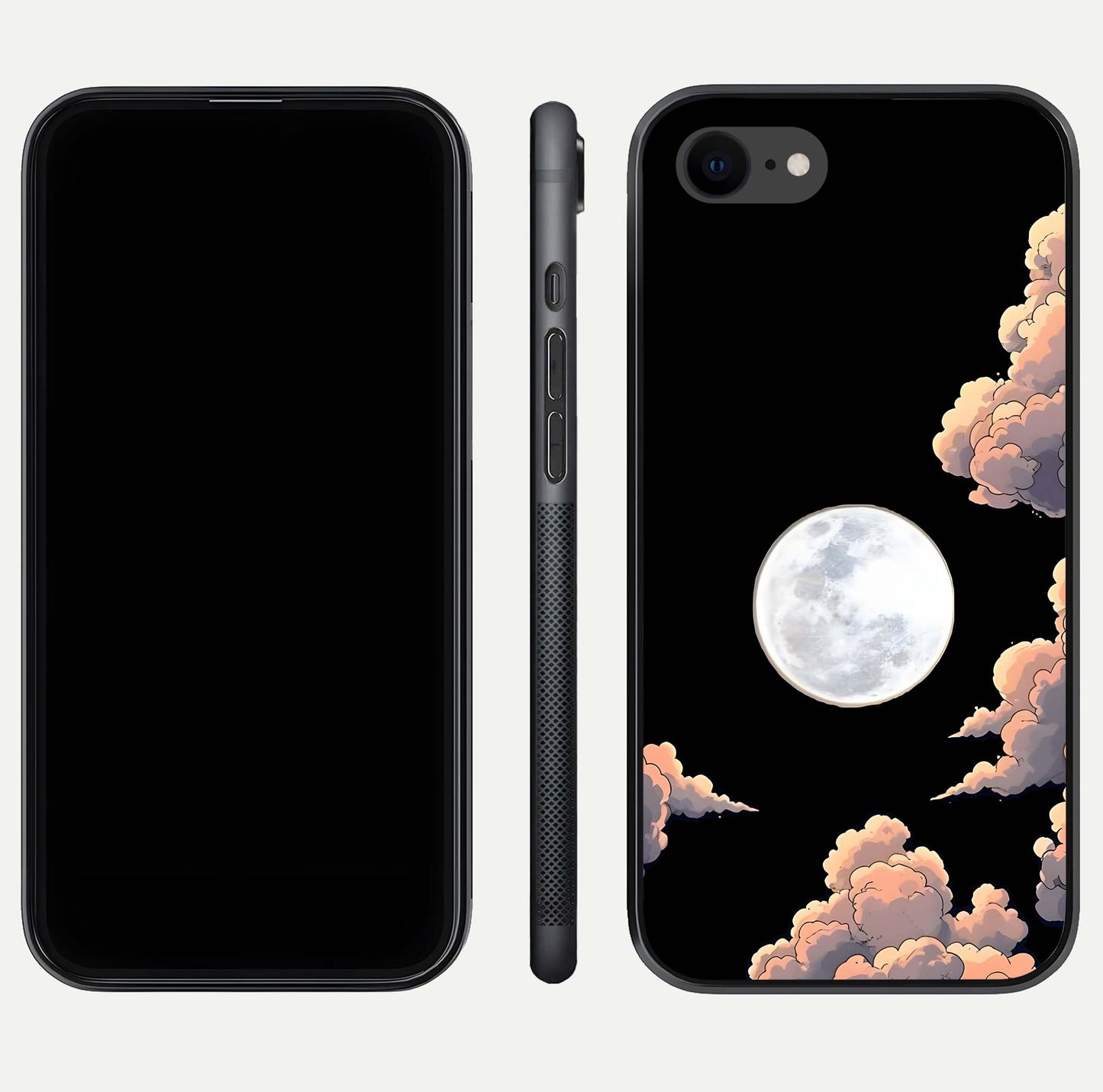 Shade Cloud Moon Glass Case for iPhone 8 front & back layout showing soft gradient tones and edges