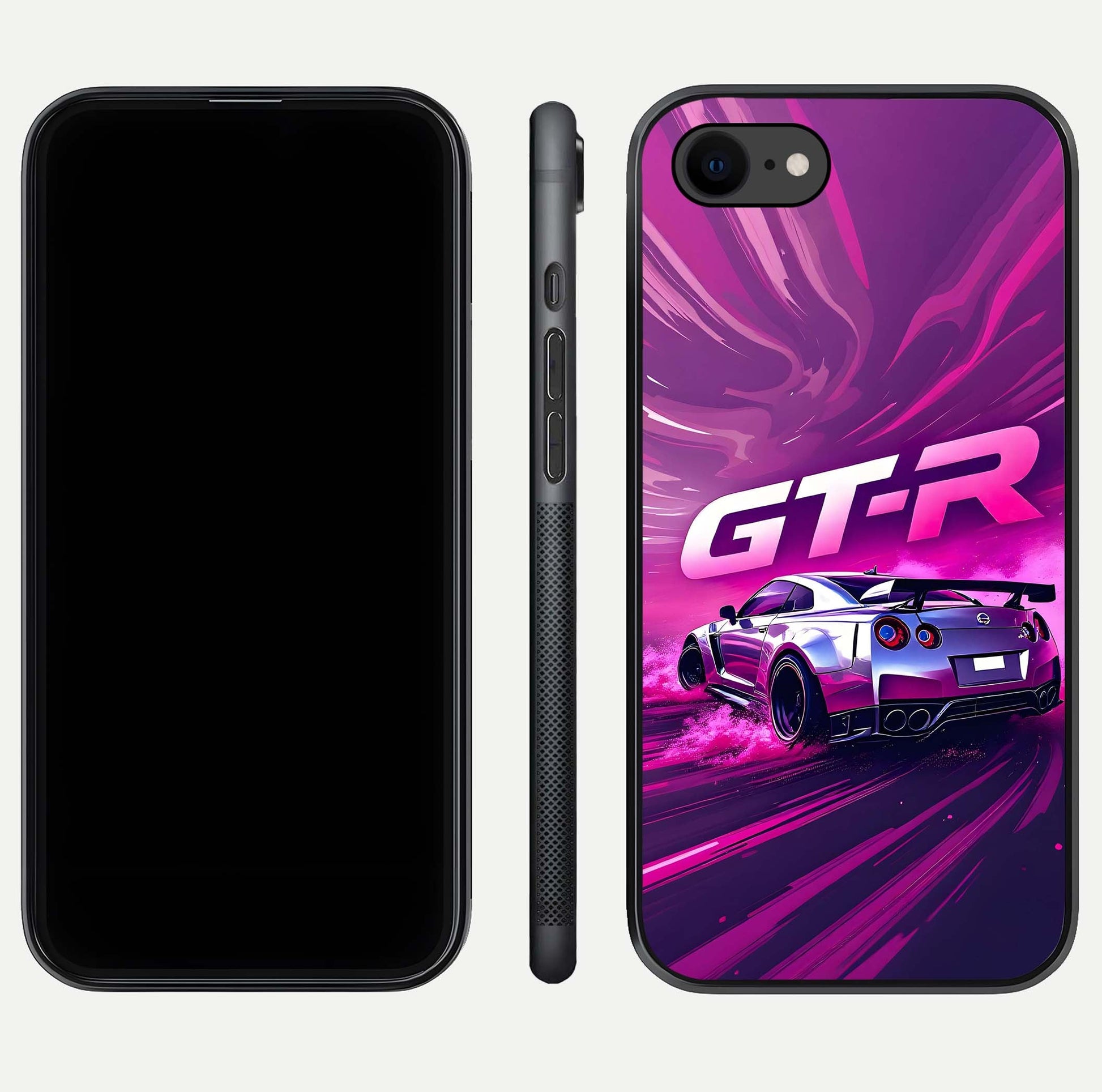 Speed Drift Legend Glass Case for iPhone 8 front & back layout showing bold tones and smooth edges