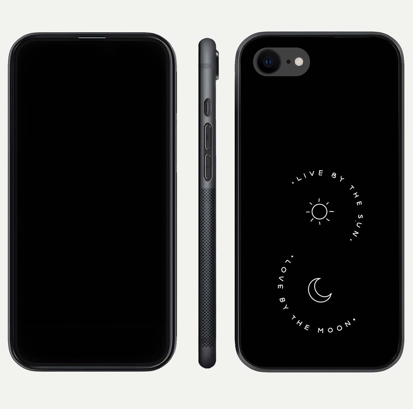 Sun Moon Balance Glass Case for iPhone 8 front & back layout showing smooth gradient and balanced design