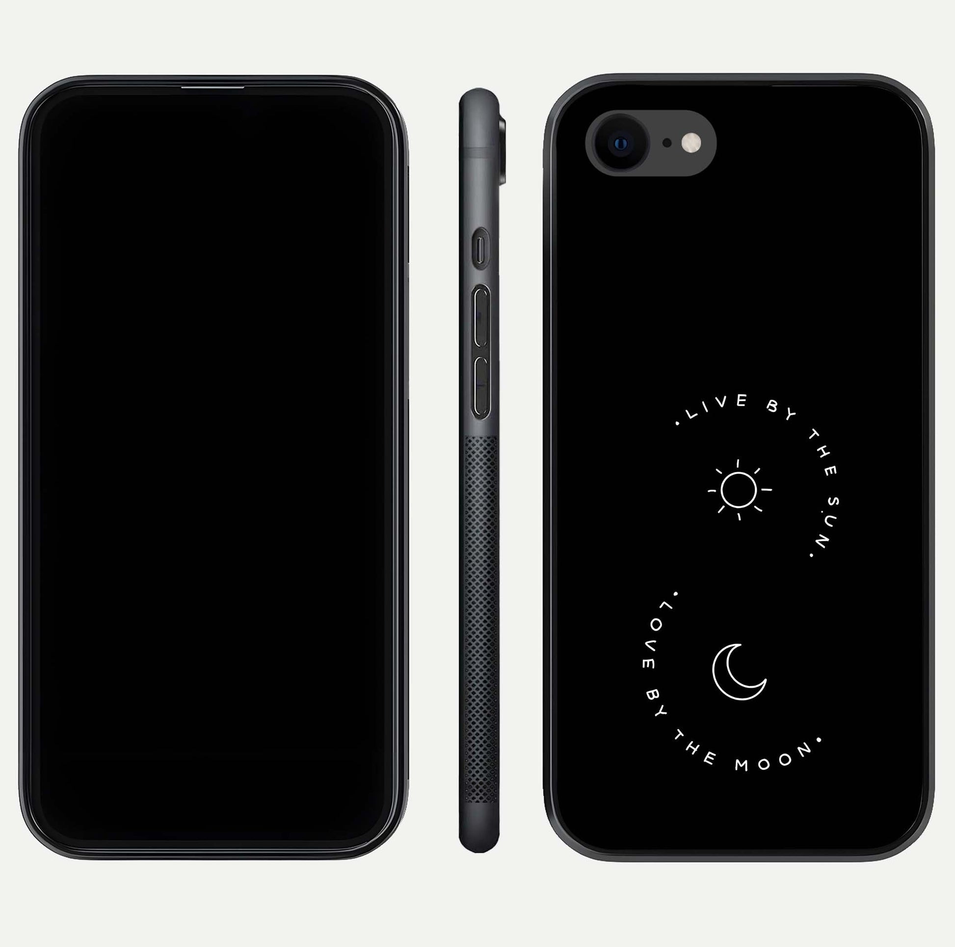 Sun Moon Balance Glass Case for iPhone 8 front & back layout showing smooth gradient and balanced design