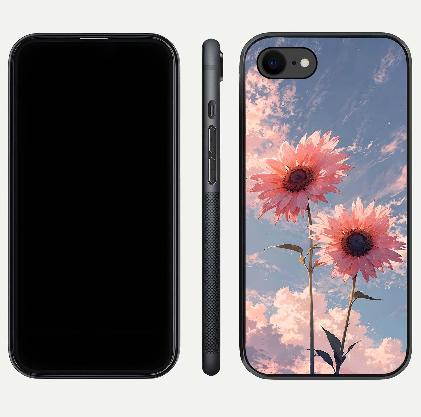 Sunlit Daisy Glow Glass Case for iPhone 8 front & back layout showing vibrant sunlight hues and clean edge
