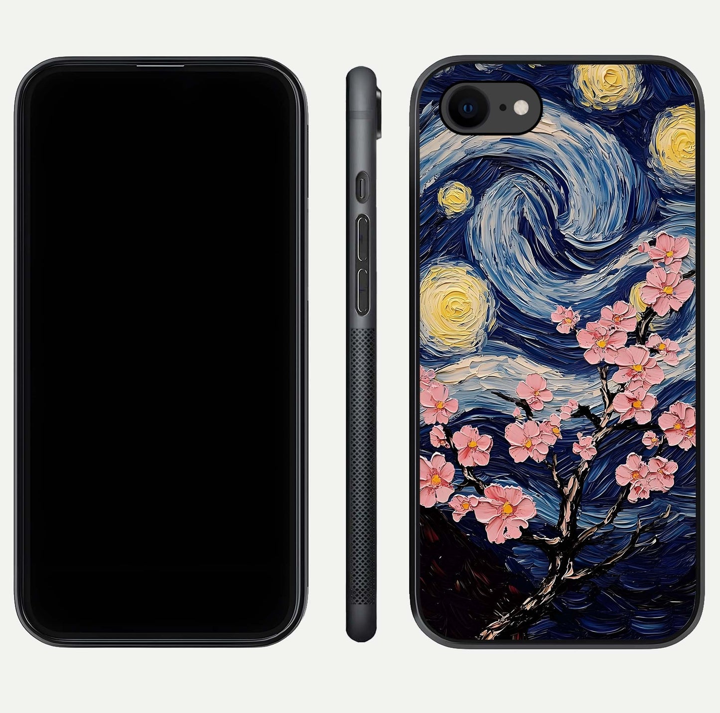 Van Gogh Scenery Glass Case for iPhone 8 front & back layout showing vibrant tones and detailed design