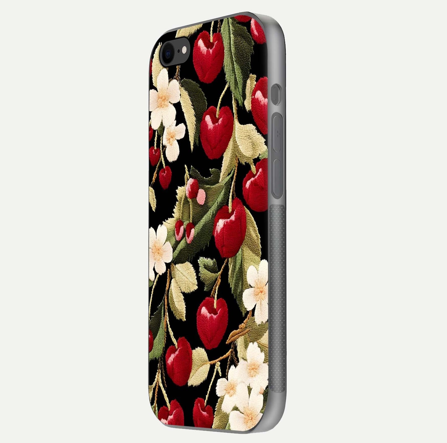 Bloom Thread Art Glass Case for iPhone 8 side-angle image showing texture depth and gloss reflection