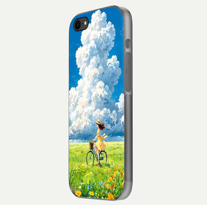 Breezy Meadow Ride Glass Case for iPhone 8 side-angle image showing floral details and edge glow